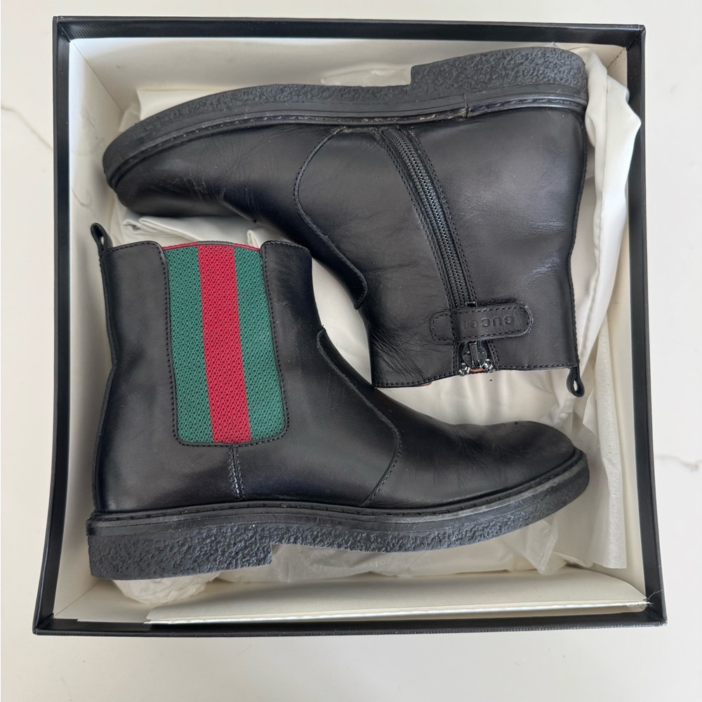 Gucci Black Leather Kids Boots